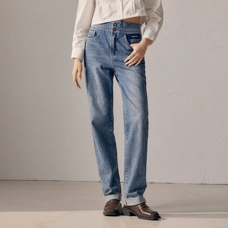 High Waisted Straight Leg Jeans