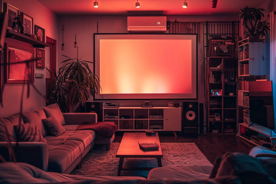 projector tv in living room